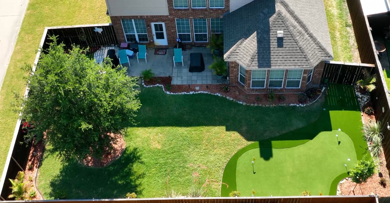 Custom backyard putting green installation in Waukegan, IL